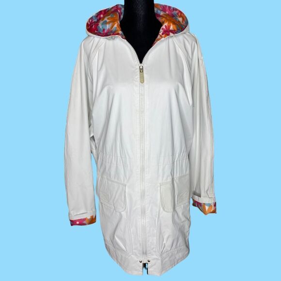 Totes Hooded Rain Jacket with Floral Lining - Picture 2 of 7